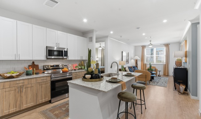 Kitchen with Granite Countertops and Stainless Steel Appliances